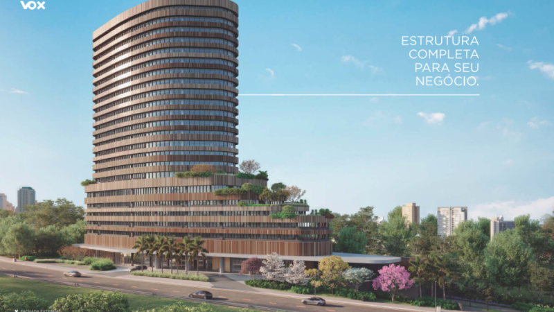 Vox Corporate - um novo conceito de empreendimento Composto por 27 pavimentos, o novo Vox Corporate é a síntese da sofisticação e da elegância unidas a praticidade e objetividade do mundo corporativo. Ornamentado com um jardim vertical nos primeiros pavimentos, o